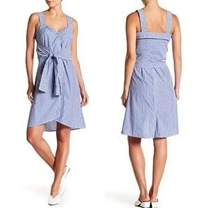 Derek Lam 10 Crosby shirt dress with tie waist blue & white size 8